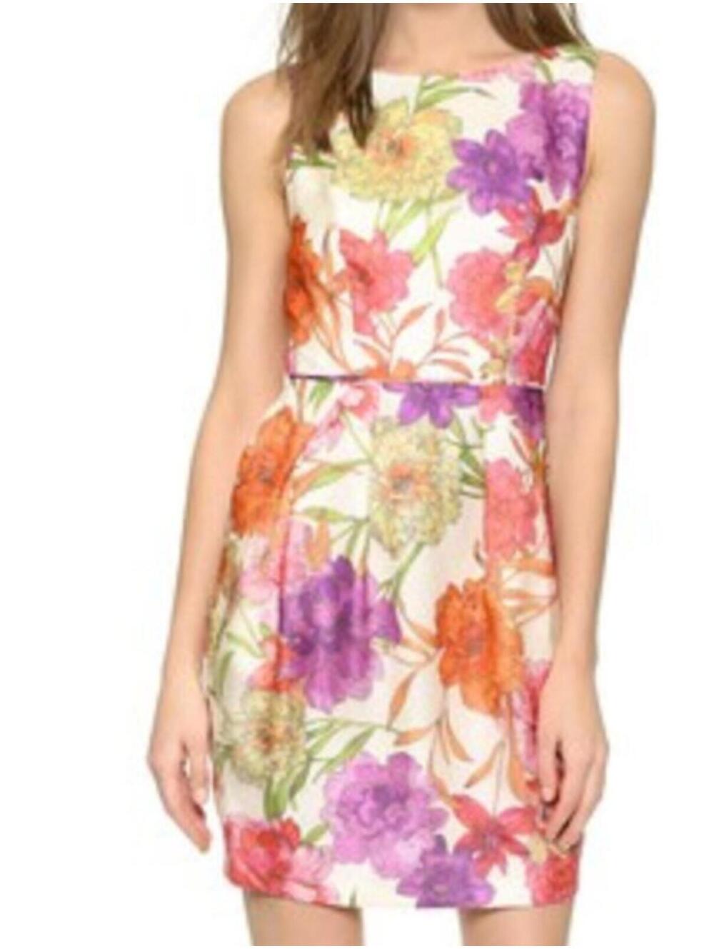 JILL JILL STUART cream pink floral a-line dress sz 6